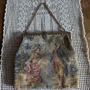 Vintage Tapestry Purse With Mirror & Change Purse Inside